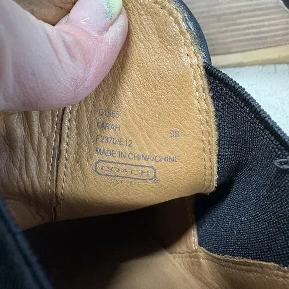 Coach Farah Wedge Ankle Boots Black Leather Chelsea Style Women’s Size 9B - Picture 7 of 8